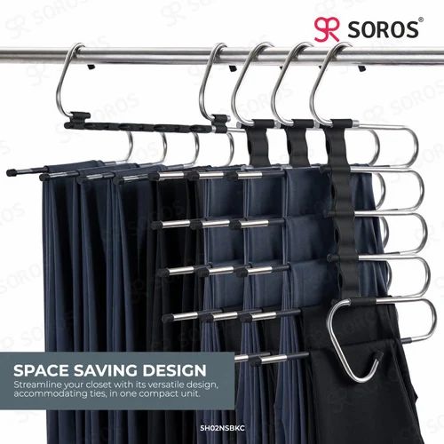 5-in-1 Multipurpose Stainless Steel Cloth Hanger – Space Saving Wardrobe Organiser