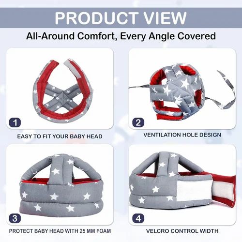 Baby Safety Helmet & Head Protector Combo – Soft Anti-Fall Cushion for Toddlers