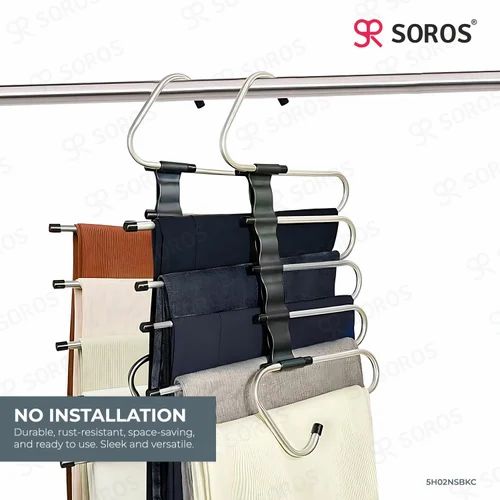 5-in-1 Multipurpose Stainless Steel Cloth Hanger – Space Saving Wardrobe Organiser