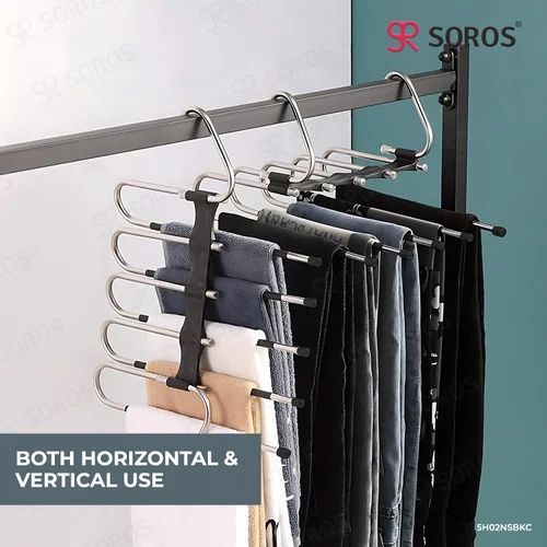 5-in-1 Multipurpose Stainless Steel Cloth Hanger – Space Saving Wardrobe Organiser
