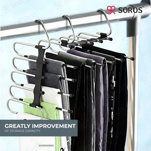 5-in-1 Multipurpose Stainless Steel Cloth Hanger – Space Saving Wardrobe Organiser