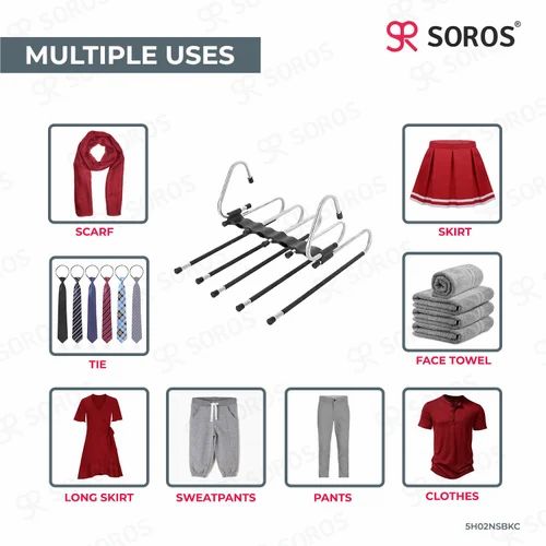 5-in-1 Multipurpose Stainless Steel Cloth Hanger – Space Saving Wardrobe Organiser
