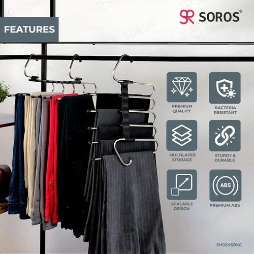 5-in-1 Multipurpose Stainless Steel Cloth Hanger – Space Saving Wardrobe Organiser
